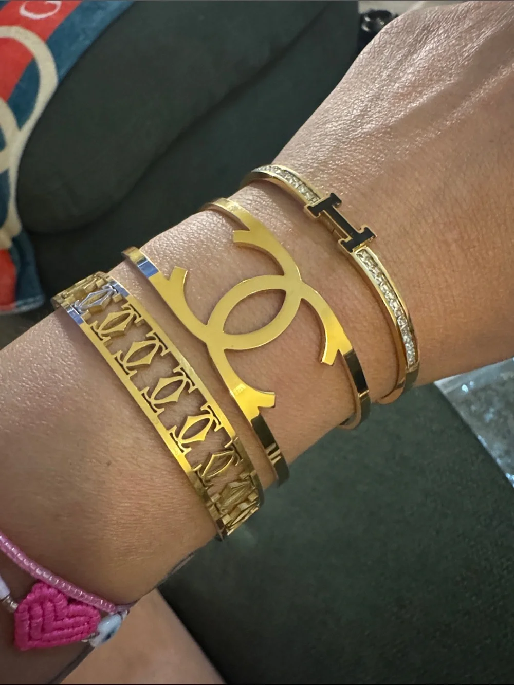 Gold-Tone Interlocking Cuff Bracelet Set
